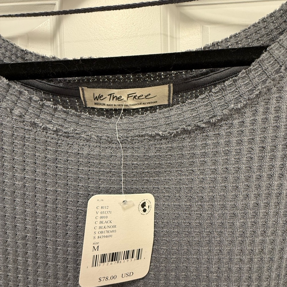 We The Free Two-Tone Grey Waffle Knit Layered Hem - Picture 4 of 4